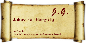 Jakovics Gergely névjegykártya